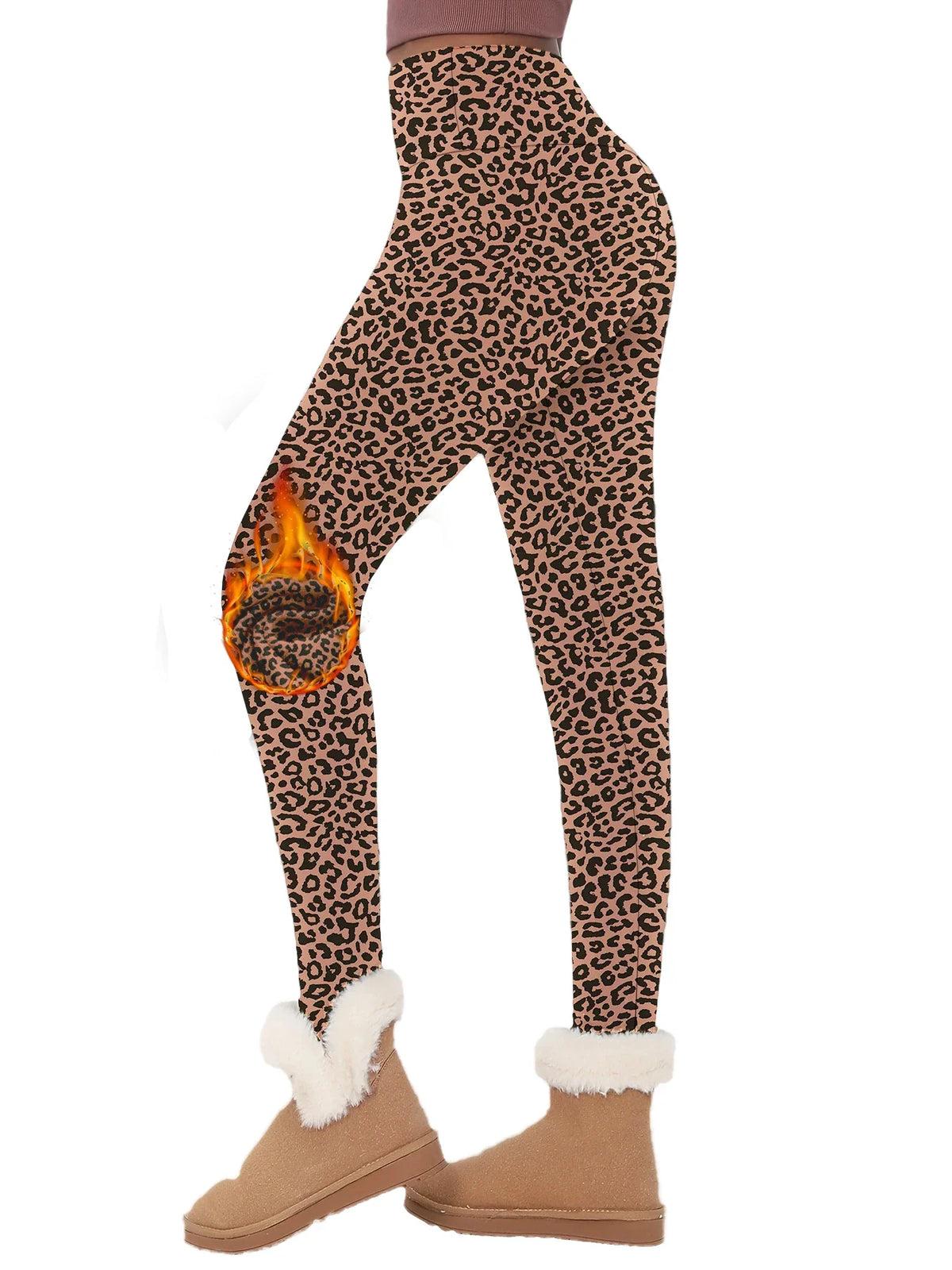 Womens Thermal Fleece Lined High Waisted Leggings