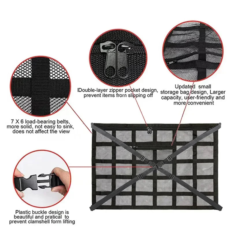 Car Ceiling Storage Net Pocket Auto Stowing Tidying