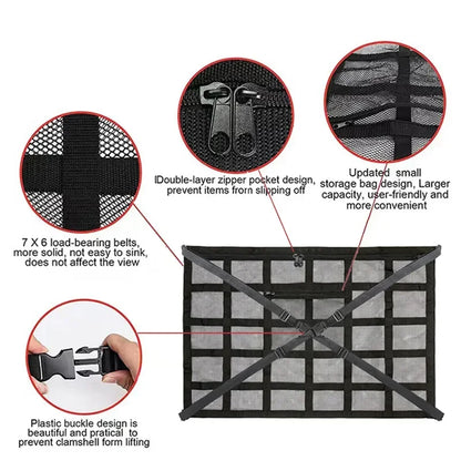 Car Ceiling Storage Net Pocket Auto Stowing Tidying