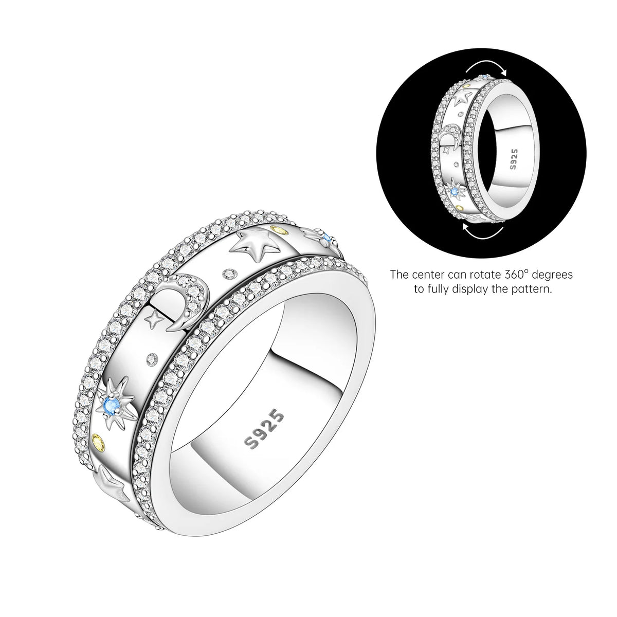 925 Sterling Silver Three-Ring Stackable Ring for Women