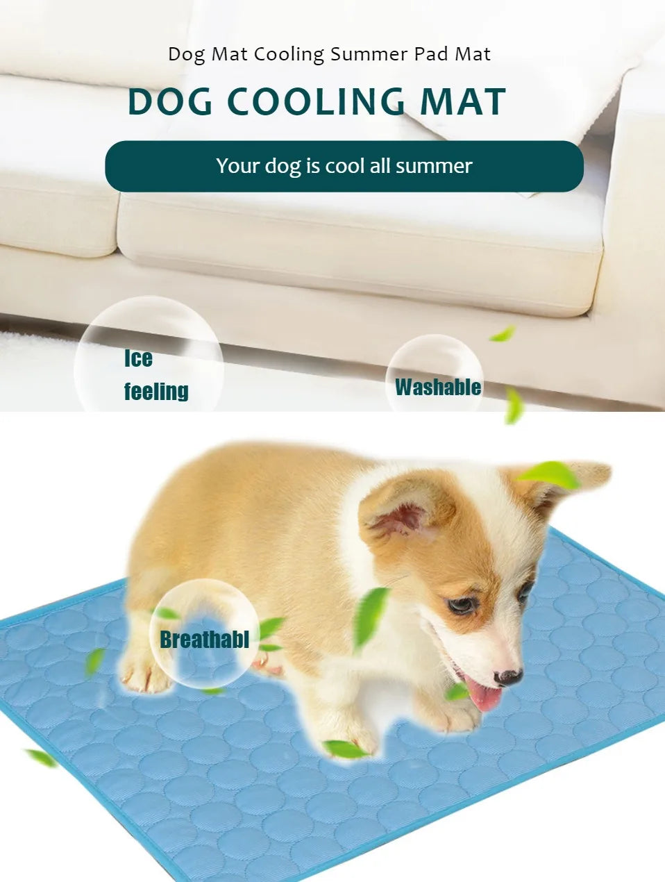 Dog Cooling Mat Summer Pet Cold Bed Extra Large