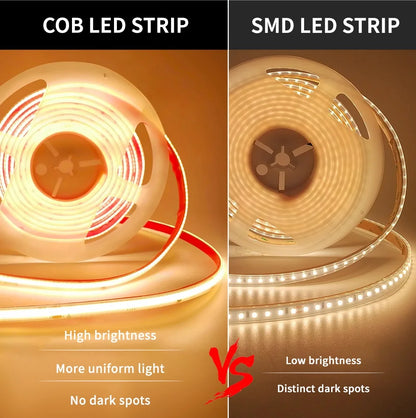 220V COB LED Strip Light 296 LEDs/m High Brightness