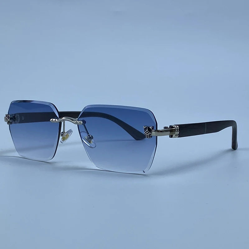 Square Rimless Photochromic Sunglasses Men Vintage