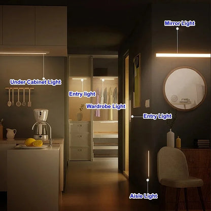 Motion Sensor Wireless LED Night Light USB Rechargeable Long Strip