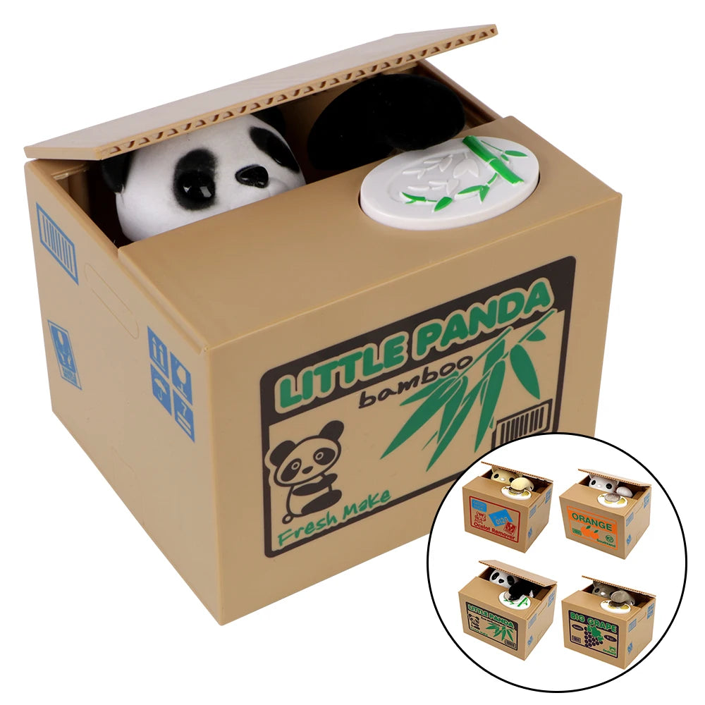 Cute Automated Panda Cat Steal Coin Bank Money Saving Box