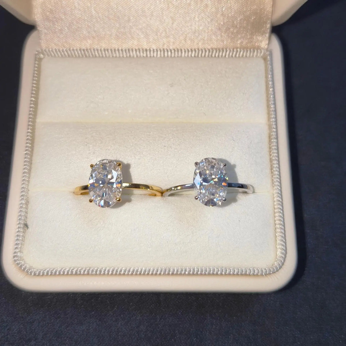 Classic S925 Sterling Silver Oval Moissanite Ring Fine Jewelry