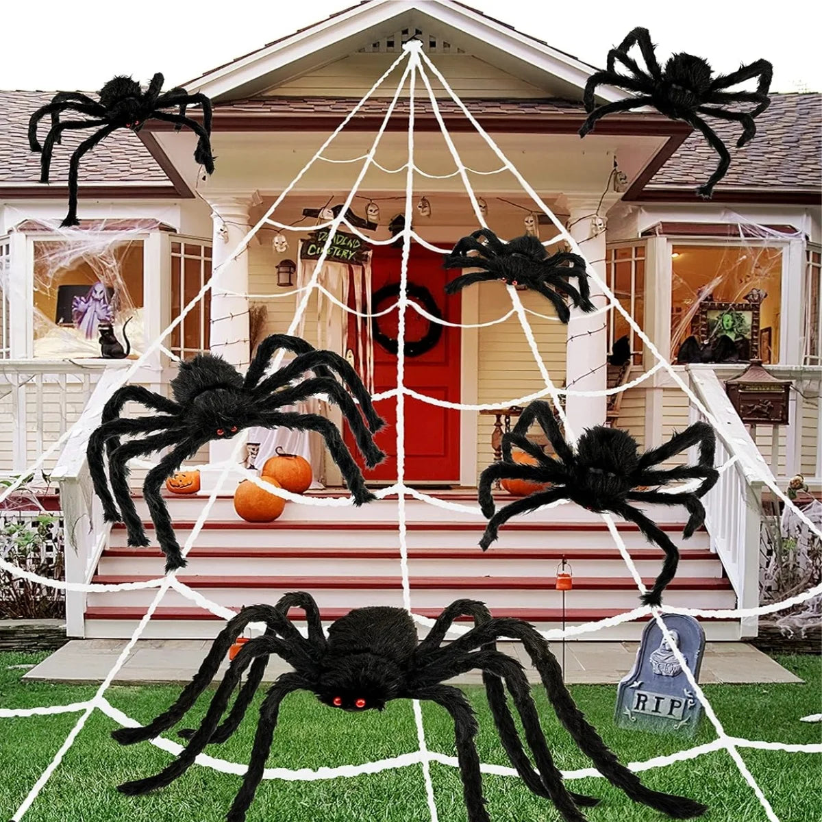 Halloween Plush Spider, 30-200cm Outdoor Giant Spider Decor Chamber Prank Black Spider