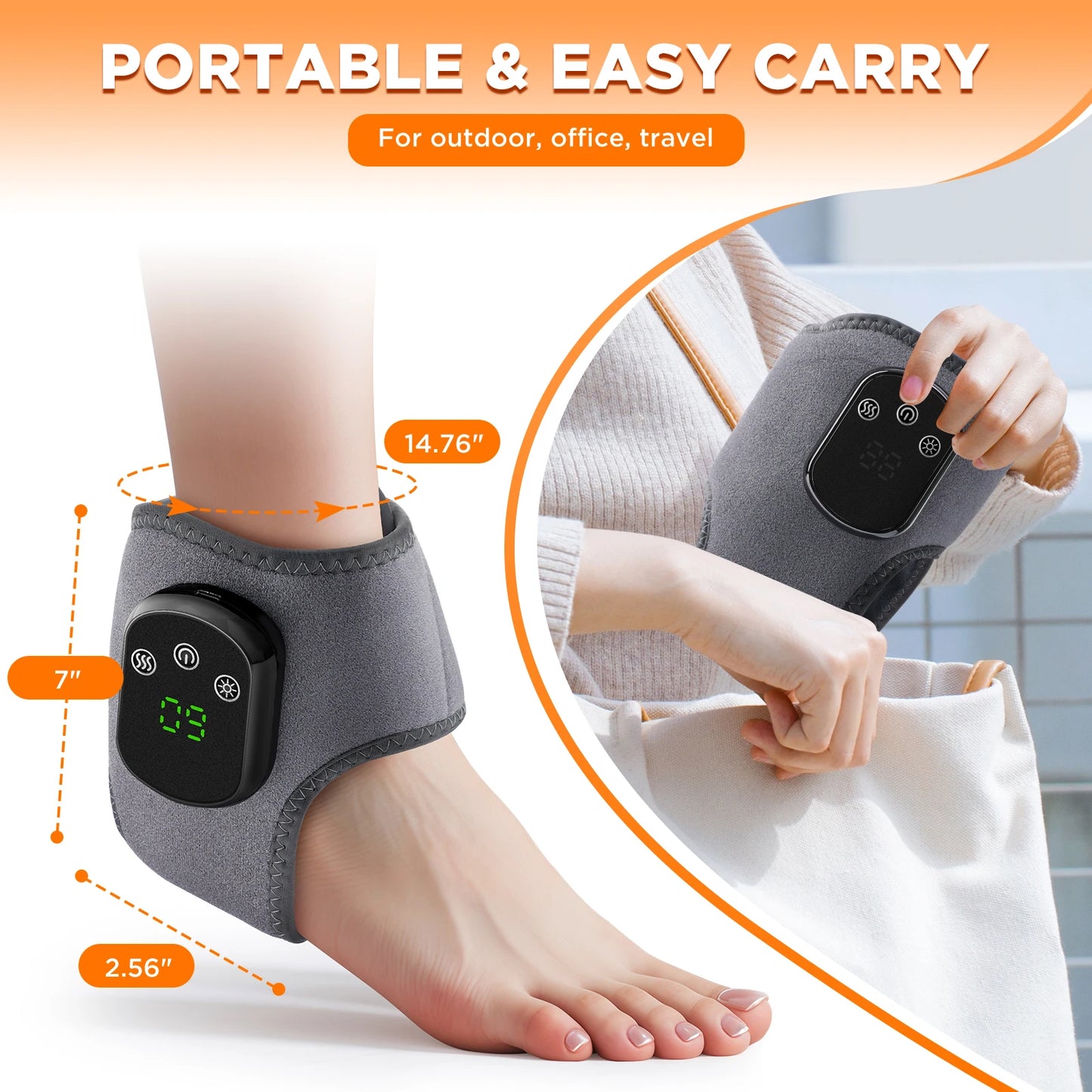 Heated Ankle Massager Hot Compresses Vibration Massage