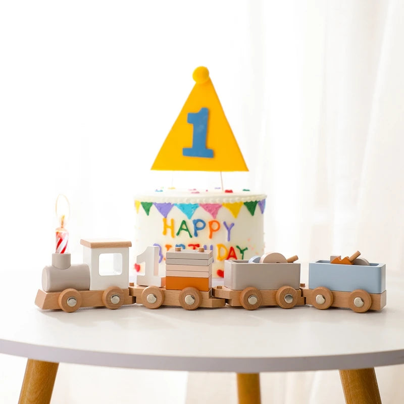 Wooden Birthday Train Toy Simulated Train Toy Model