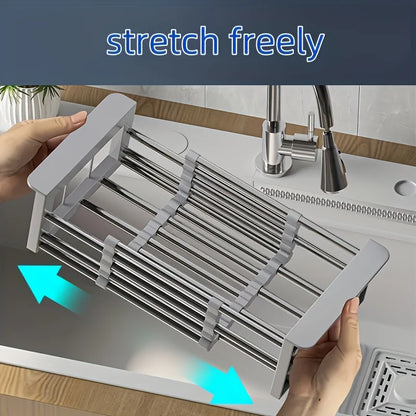 Retractable Over Sink Dish Rack Stainless Steel