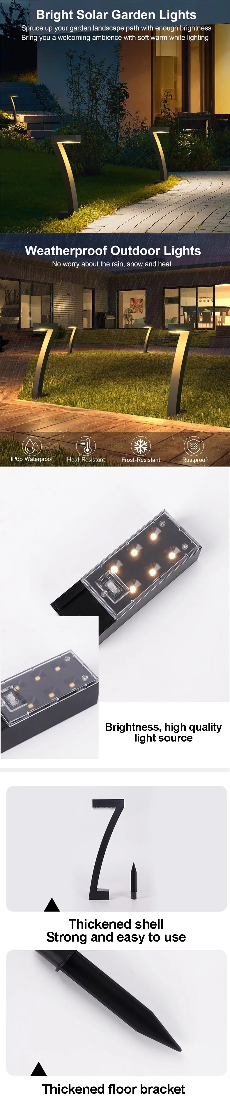 LED Solar Lawn Lamps IP65 Waterproof Garden Lights