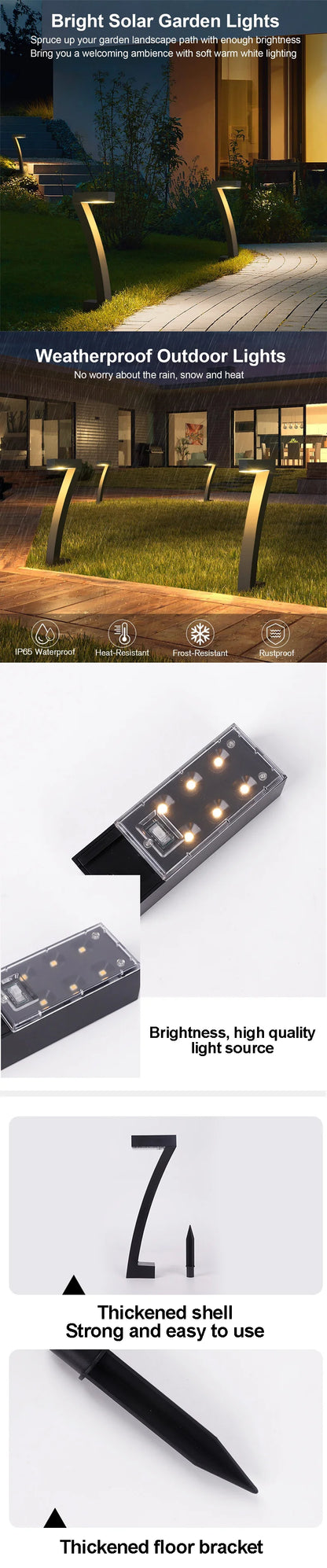 LED Solar Lawn Lamps IP65 Waterproof Garden Lights