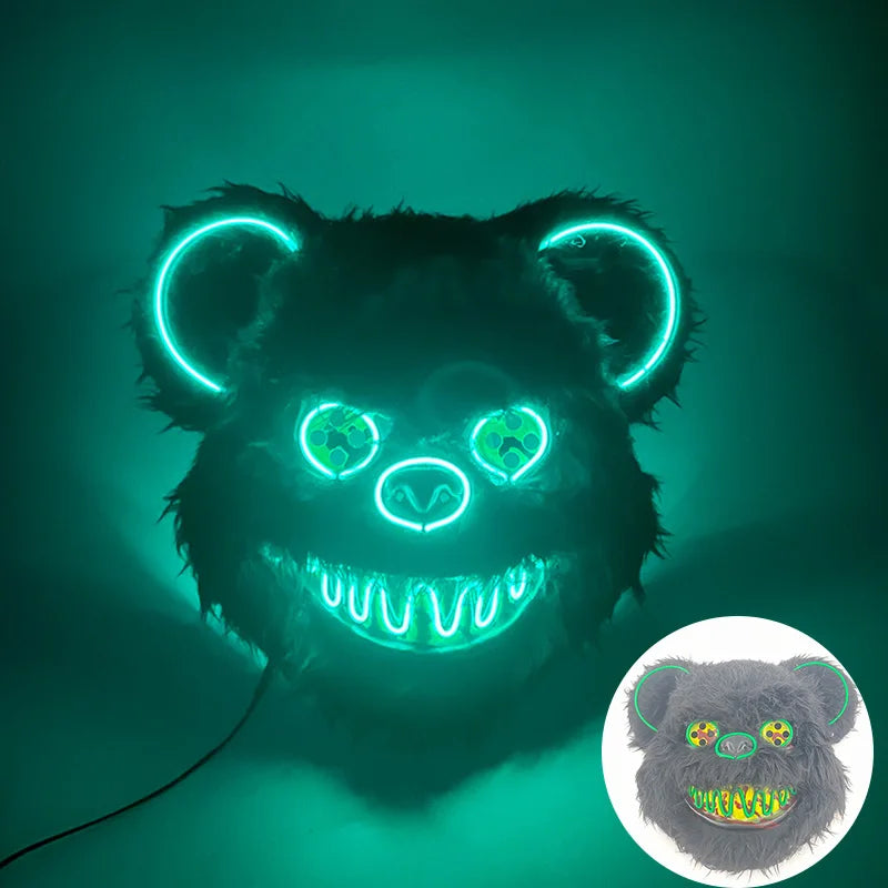 LED Bloody Rabbit Mask Glowing Killer Black Bear Mask Halloween