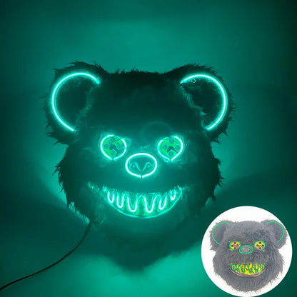 LED Bloody Rabbit Mask Glowing Killer Black Bear Mask Halloween