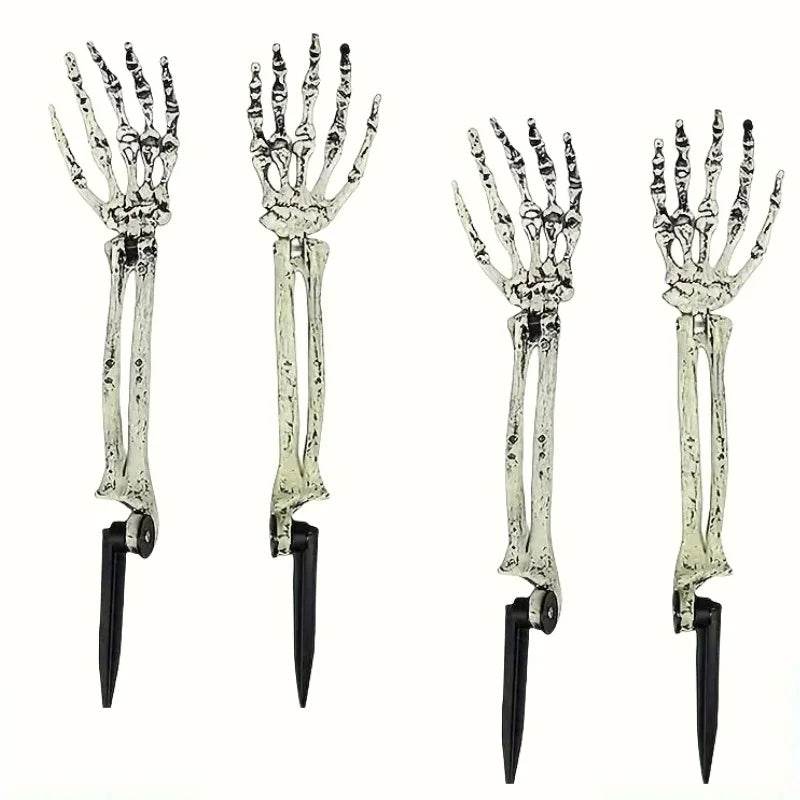 1/6pcs Skeleton Bone Garden Ground Stakes Skull Head & Hand for Halloween