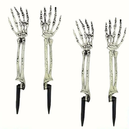 1/6pcs Skeleton Bone Garden Ground Stakes Skull Head & Hand for Halloween