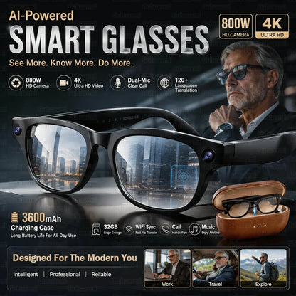 3600mAh Power Bank AI Smart Sunglasses 800W UHD Camera