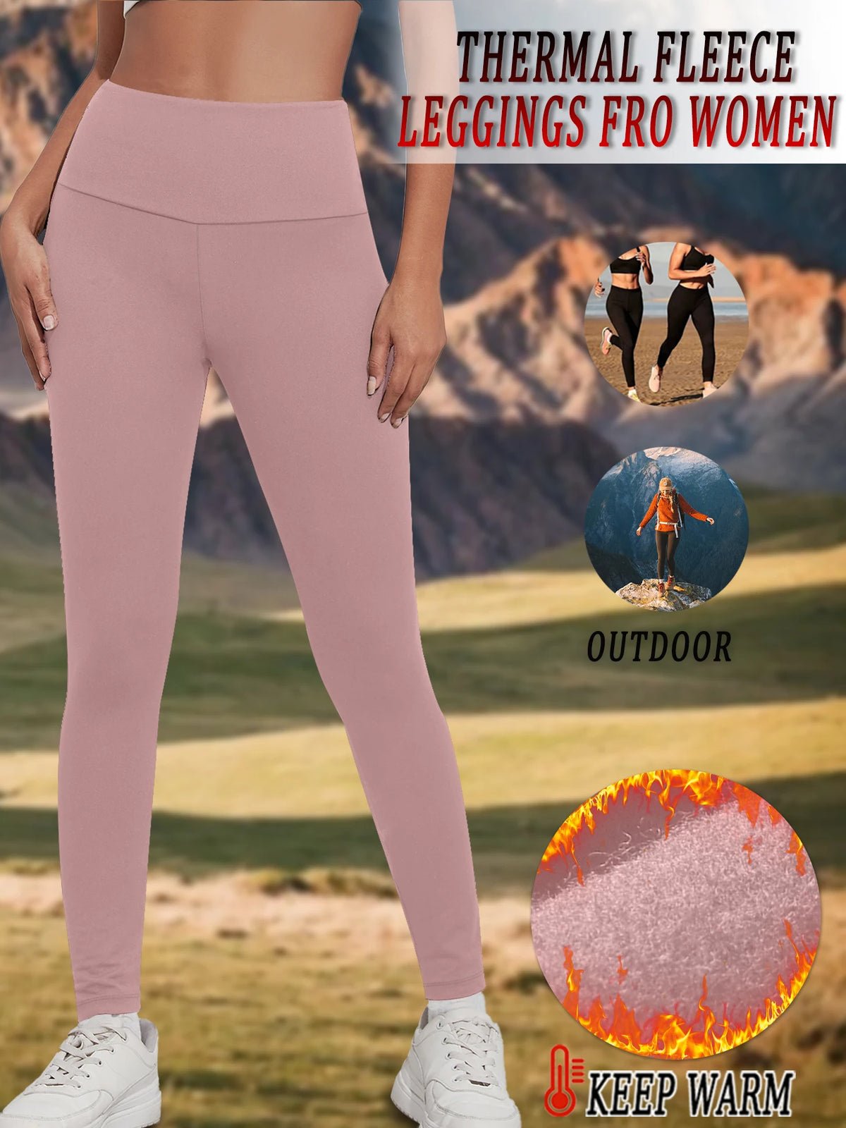 Womens Thermal Fleece Lined High Waisted Leggings