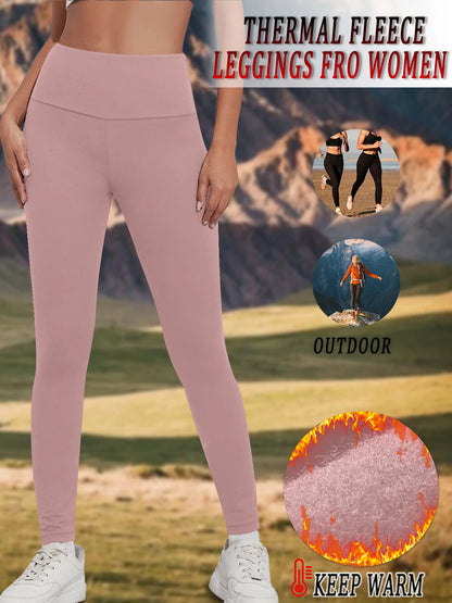 Womens Thermal Fleece Lined High Waisted Leggings