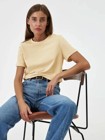 Bornladies Summer 100% Cotton Women's T-shirt Bottoming Tops
