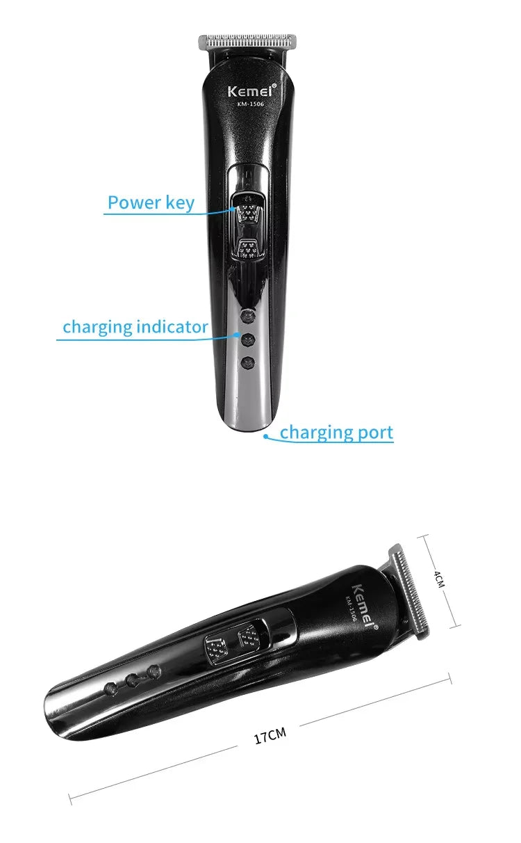 Kemei KM-1506 3 in 1 Electric Hair Clipper USB Charging Shaver
