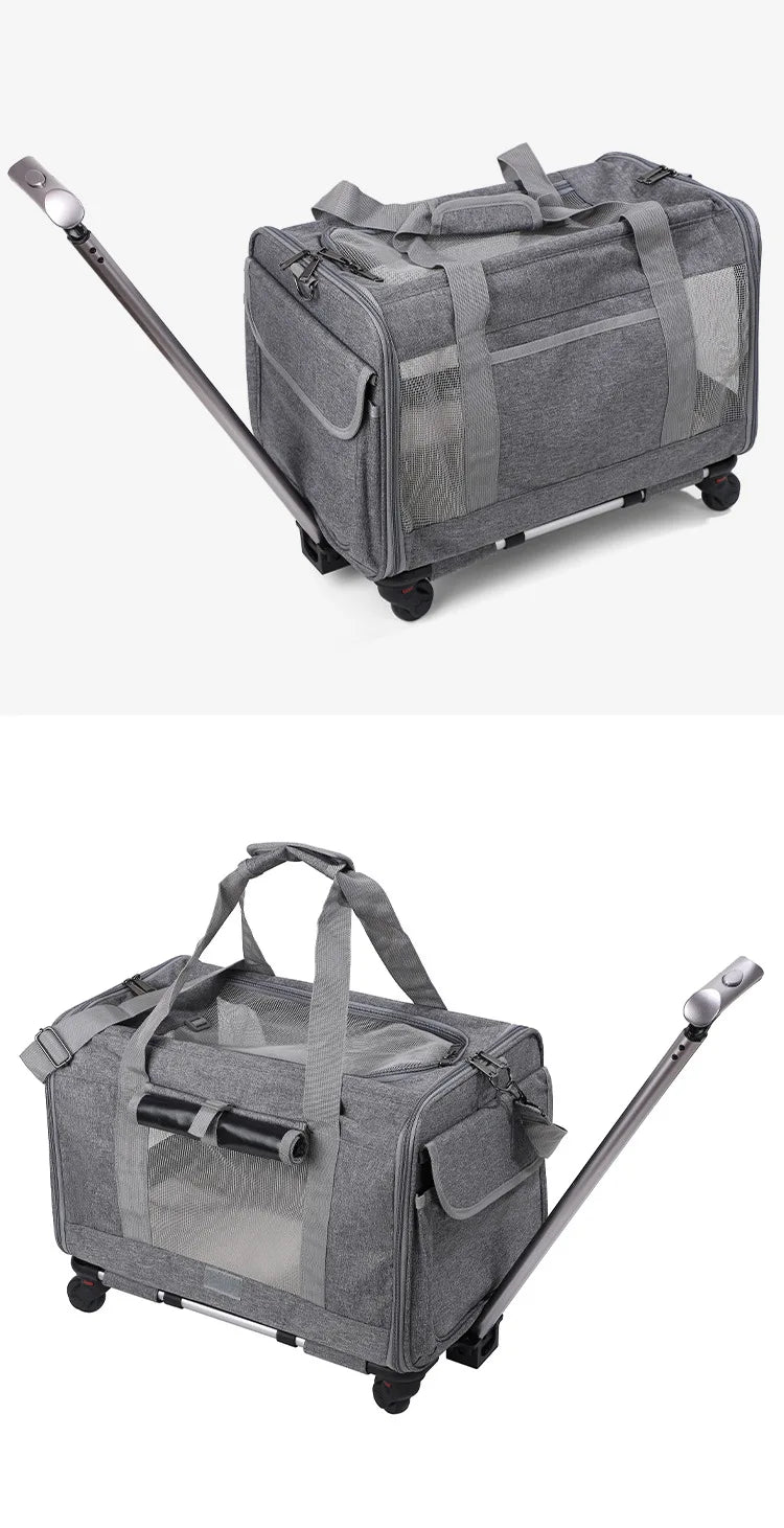 Pet Carrier with Wheels for Dogs Rolling Pet Carrier