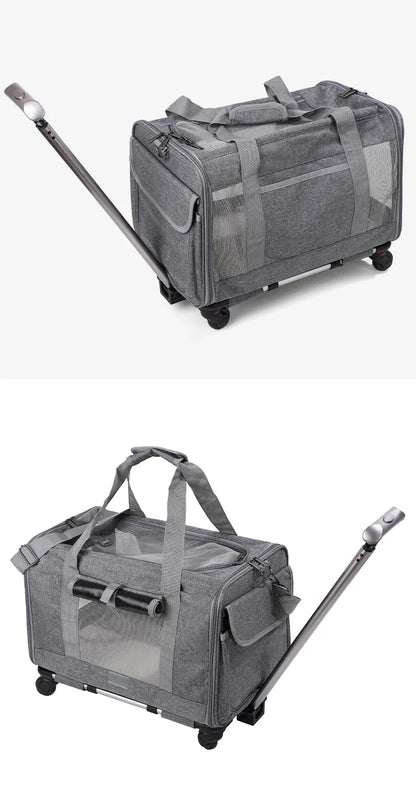 Pet Carrier with Wheels for Dogs Rolling Pet Carrier