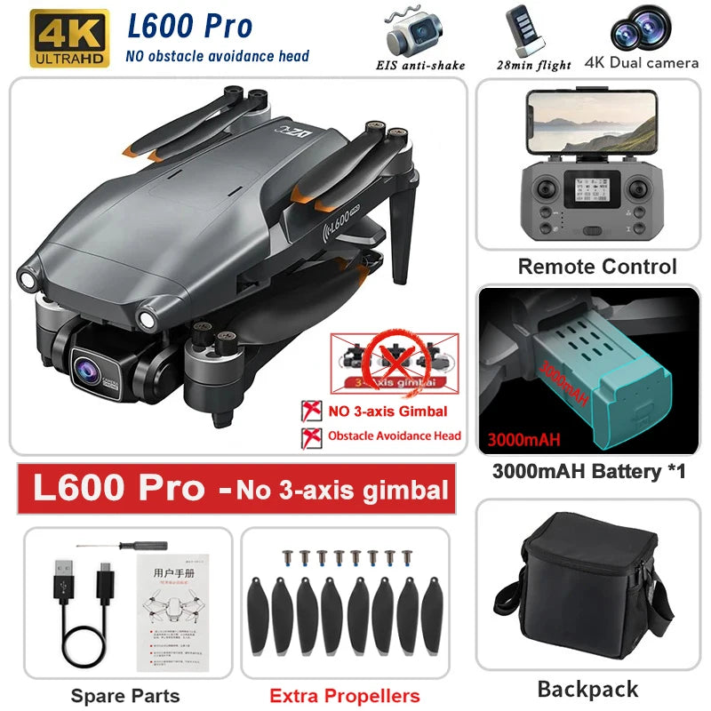 New L600 PRO MAX/PRO GPS Drone 5KM 4K Professional