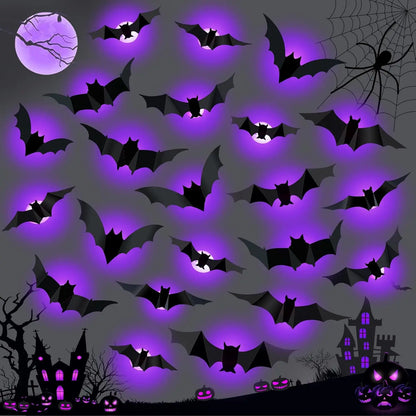 Halloween Bat/Spider Decor Night Light 3D Purple/Green Lights