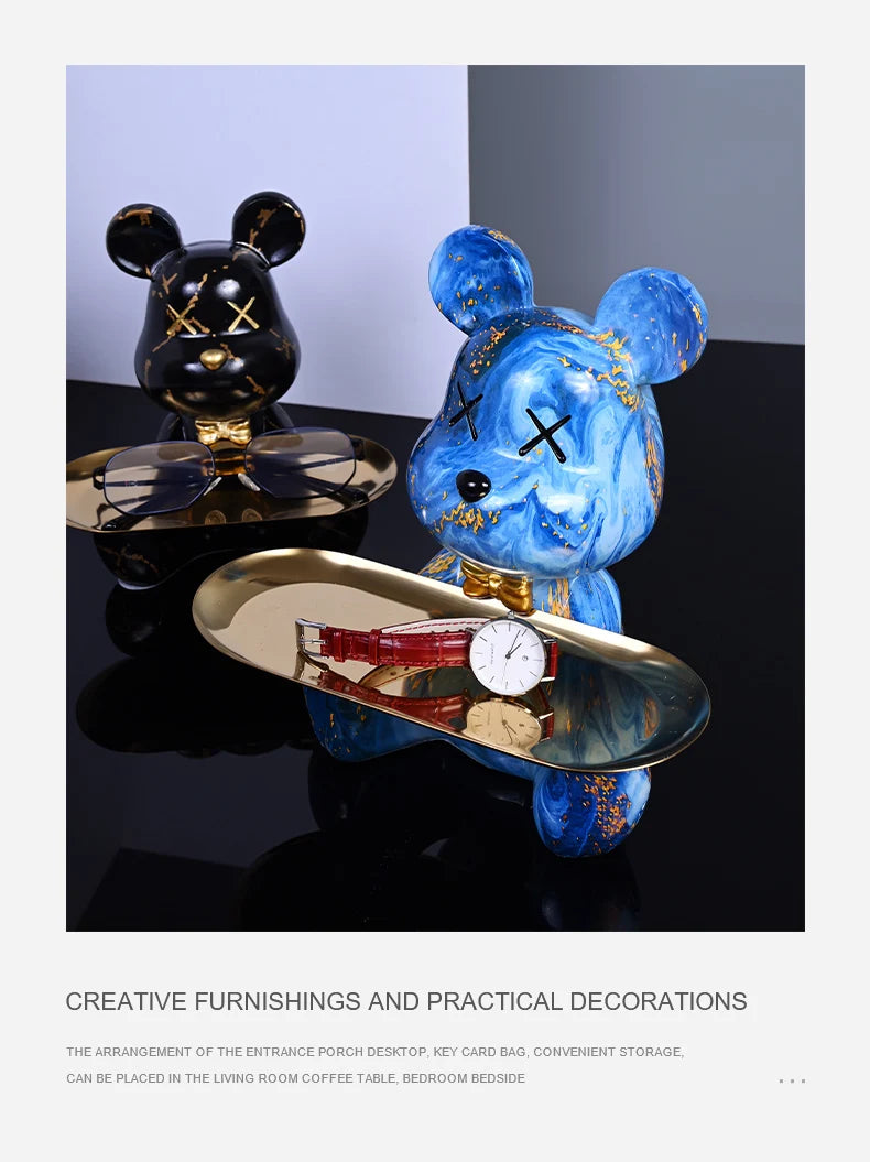 Colorful Bear Statues and Sculptures Butler Figure Ornaments