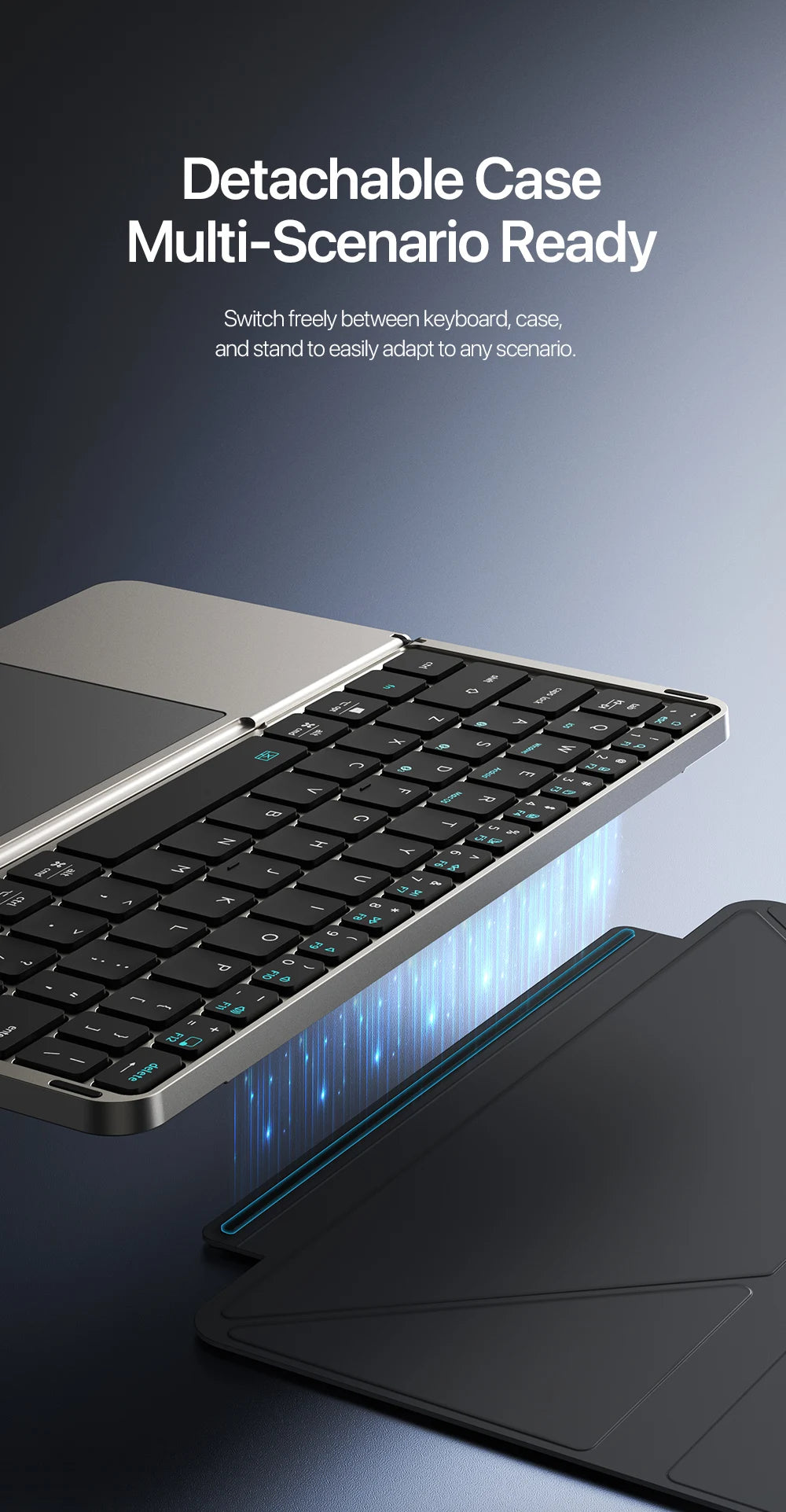 Folding Bluetooth Keyboard PC Phone Holder Wireless Foldable Keyboard