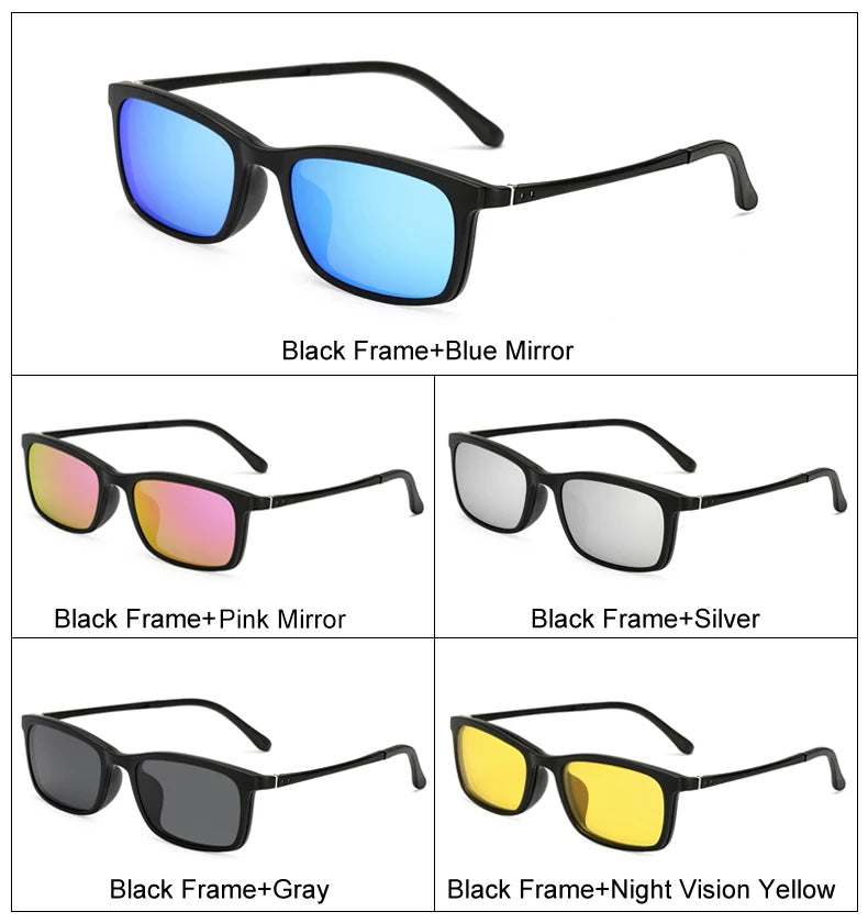 5 In 1 Magnetic Clip On Glasses TR90 Optical Eyeglass