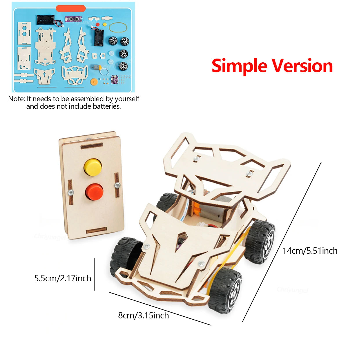 DIY Wooden Remote Control Car Mini Four-Wheel Drive