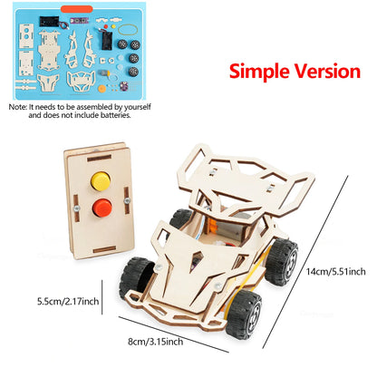 DIY Wooden Remote Control Car Mini Four-Wheel Drive