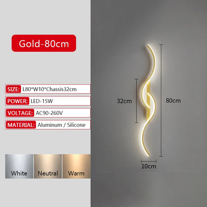 Long Strip LED Wall Lamp Modern Remote Control Dimming Living Roomdecor