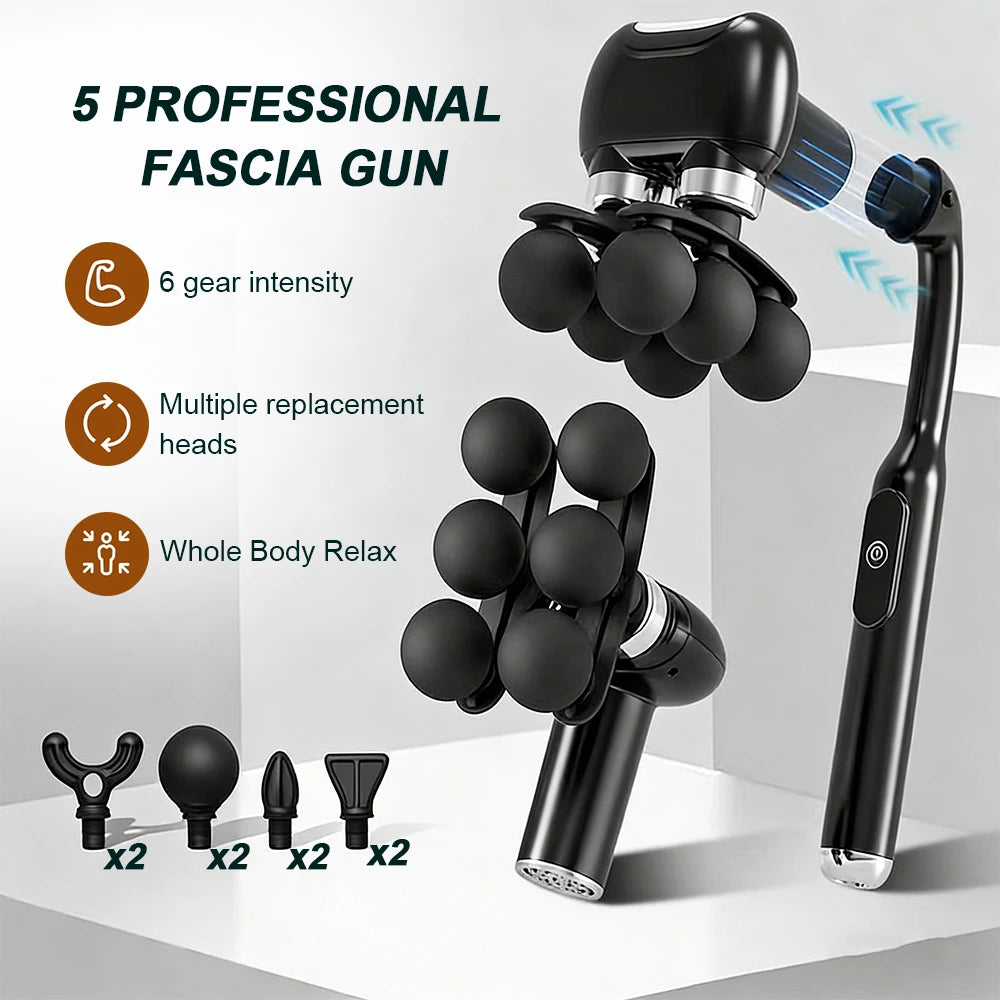 6-Heads Handheld Fascia Gun High Frequency Vibration Body