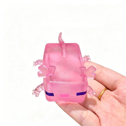 Transparent Cube Axolotl Squishy Toy Maltose Jelly Salamander