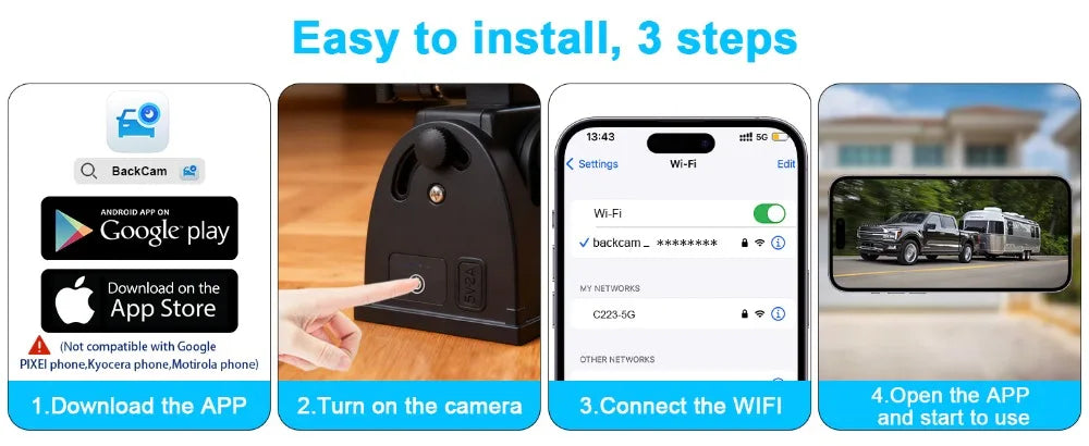1080P WiFi Magnetic Solar Wireless Backup Camera
