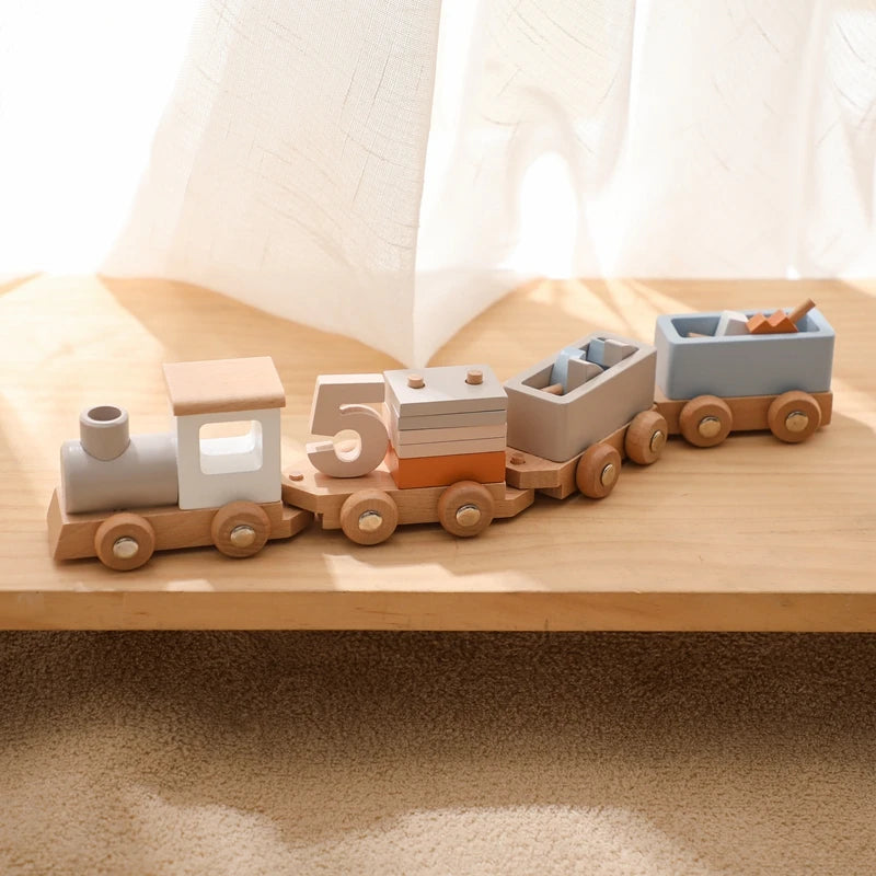 Wooden Birthday Train Toy Simulated Train Toy Model