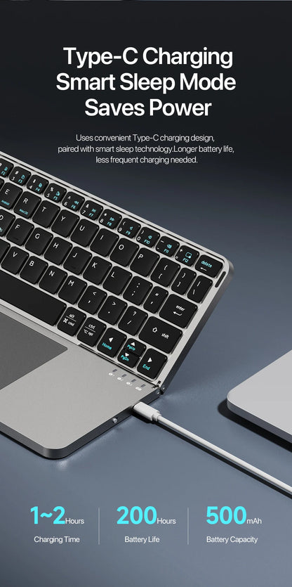 Folding Bluetooth Keyboard PC Phone Holder Wireless Foldable Keyboard