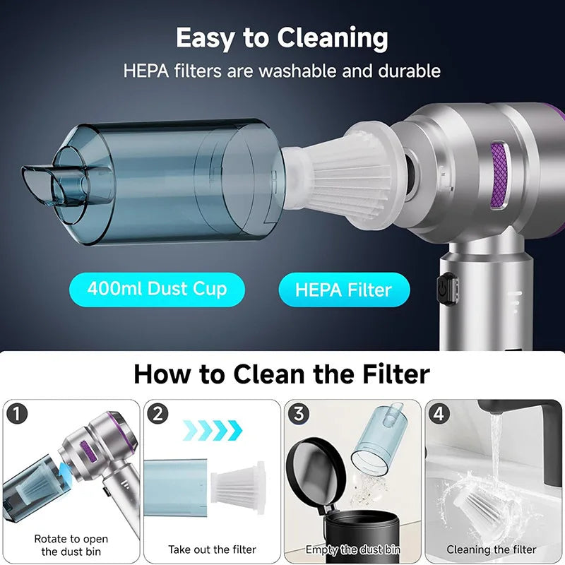 Car Vacuum Cleaner Wireless Mini Handheld for Car