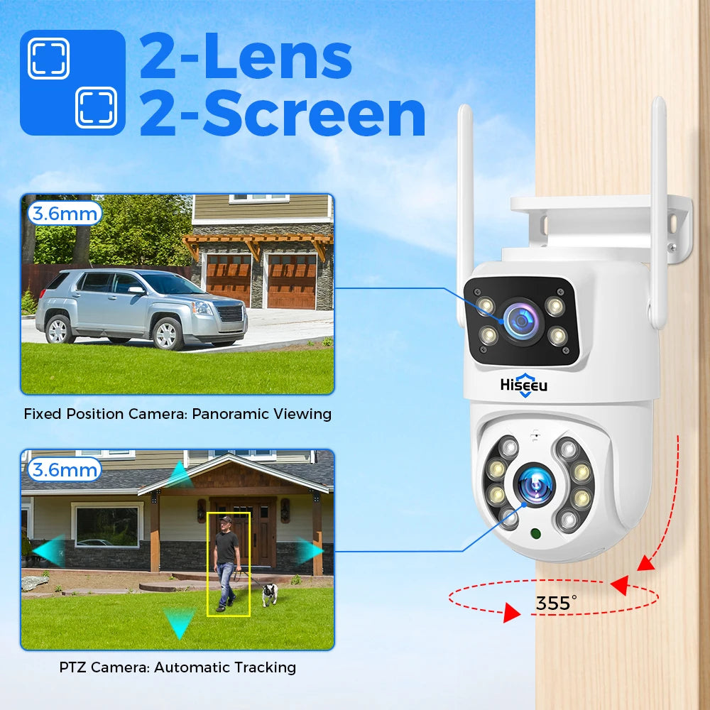 Hiseeu 4K 8MP Wifi Surveillance Camera Dual Lens