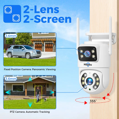 Hiseeu 4K 8MP Wifi Surveillance Camera Dual Lens