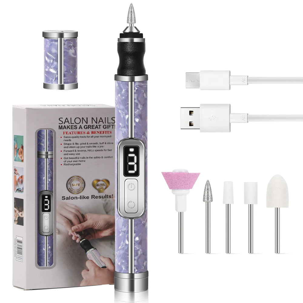 Cordless Electric Nail File Set 4 Adjustable Speeds