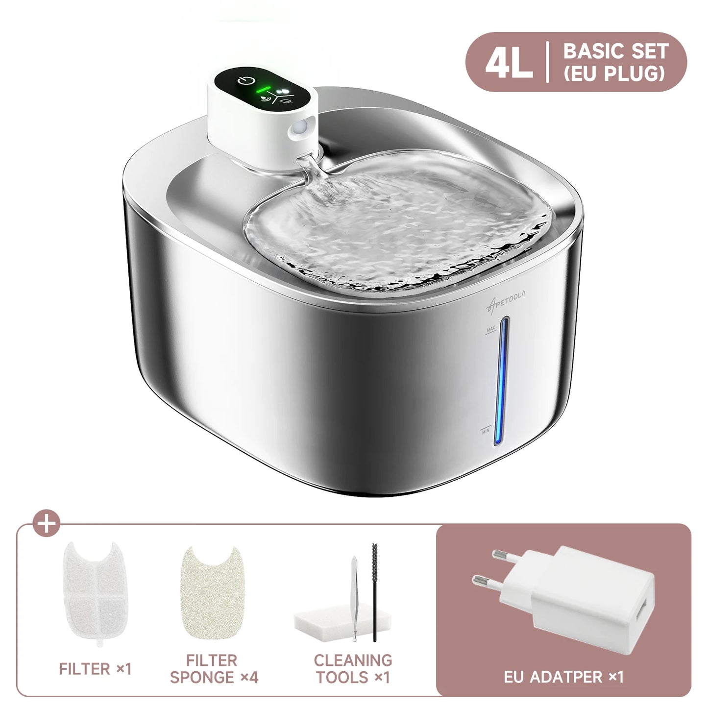 APETDOLA 4L Wireless Cat Water Fountain Auto Sensor Drinking