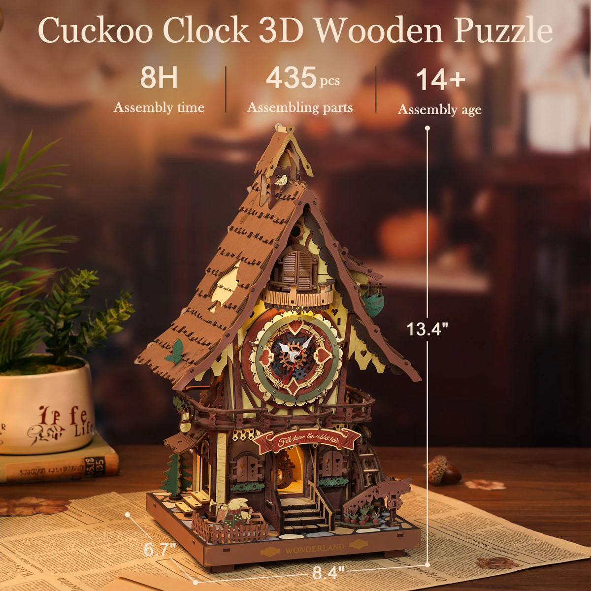 Wooden 3D Puzzle Cuckoo Clock Mechanical Model Building Kit