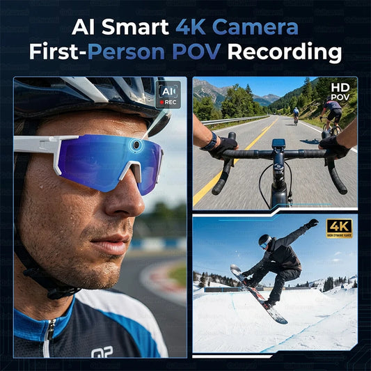 Men 32MP HD Camera Smart Sports Glasses Bluetooth Call 360°
