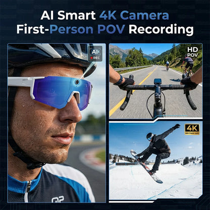 AI Smart Sports Glasses with 32MP HD Camera 360°Stereo