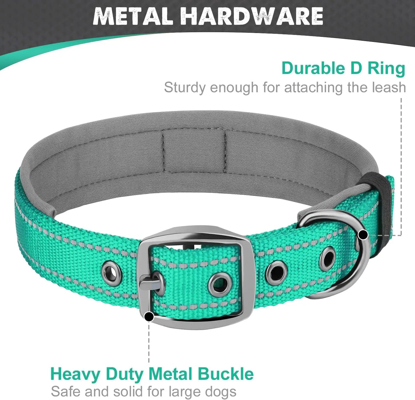 Padded Dog Collars Soft Reflective Wide Pet Collars