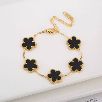 Stainless Steel Laser Five Leaf Flower Petal Adjustable Clover